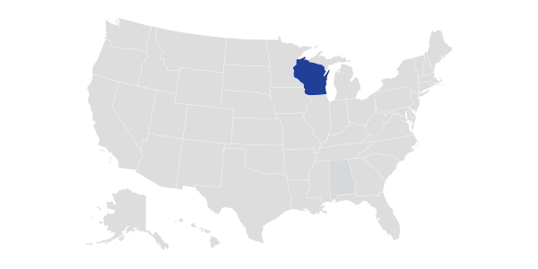 Multiple states being highlighted to show ability to search outside of Wisconsin